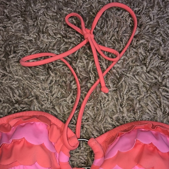 Victoria’s Secret bikini top swim wear ruffle top pink and coral color l…​ - Picture 4 of 6